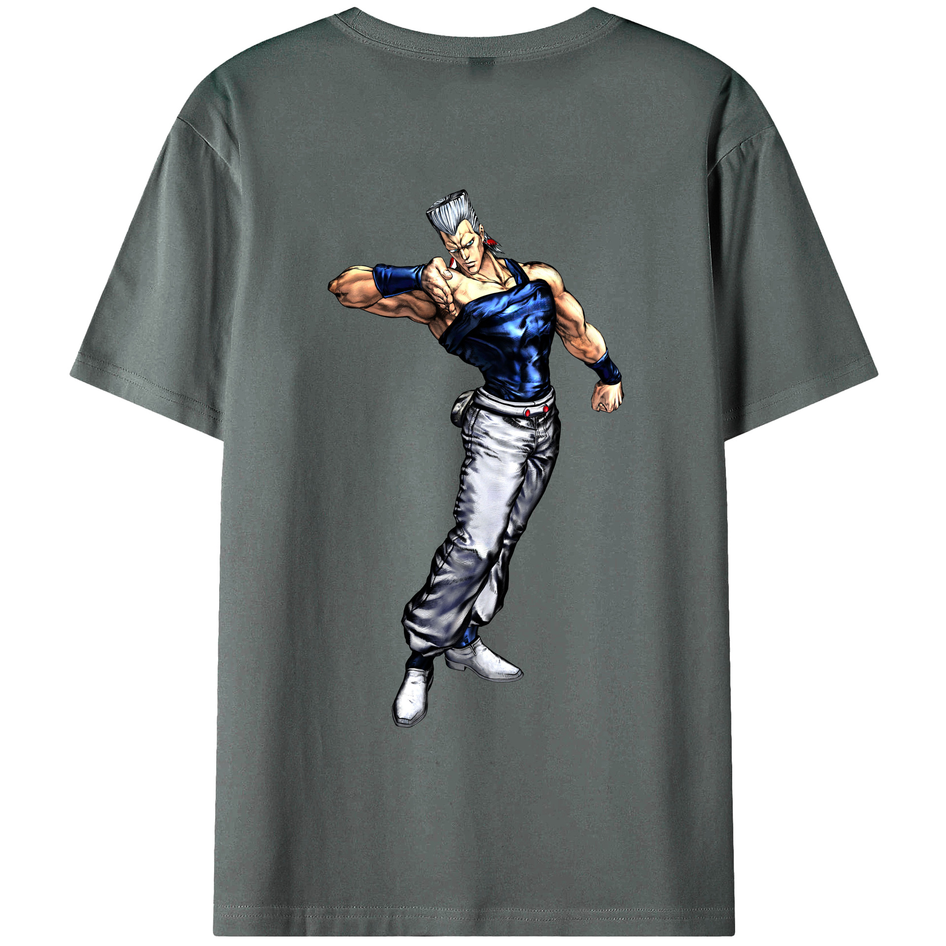 （画像用） ジョジョの奇妙な冒険 ジャン＝ピエール?ポルナレフ JoJo's Bizarre Adventure Jan Pierre Polnareff 綿100％ メンズ半袖Tシャツ（バックプリント） 通気性